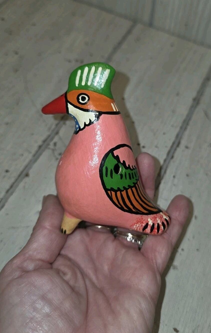 Artisan Hand-Made Clay Bird Whistle NICARAGUA Colorful Festive Artistic Pottery